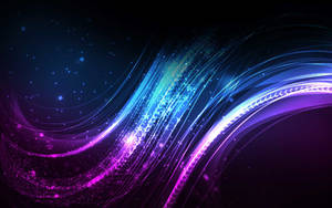 Cool Neon Blue And Violet Wavy Patterns Wallpaper