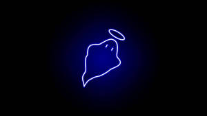 Cool Neon Blue Outline Of A Ghost Wallpaper