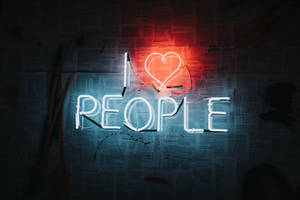 Cool Neon I Love People Lights Wallpaper