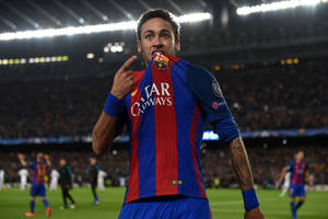 Cool Neymar Jr Flexing Jersey Wallpaper