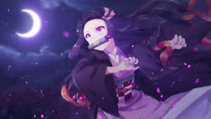 Cool Nezuko, Ready To Fight! Wallpaper