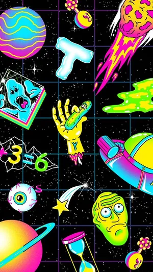 Cool Rick And Morty Retro Art Wallpaper
