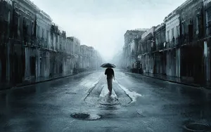 Cool Sad Boy Walking Down Road Wallpaper