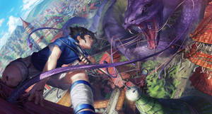 Cool Sasuke Vs Giant Snakes Wallpaper