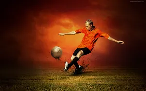Cool Soccer Player Orange Wallpaper