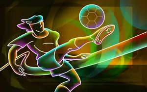 Cool Soccer Player Rainbow Led Wallpaper