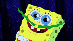 Cool Spongebob With Seaweed Mustache Wallpaper