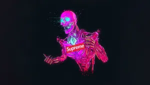 Cool Supreme Pink Skeleton Wallpaper