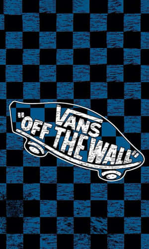 Cool Vans Logo Against A Blue And Black Background Wallpaper