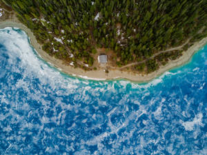 Cool Water Beach Aerial View Wallpaper