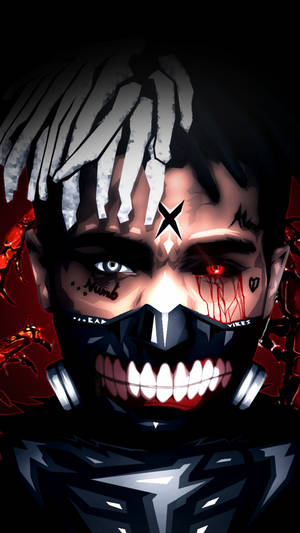 Cool Xxxtentacion With Teeth Mask Wallpaper