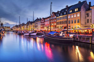 Copenhagen Boats Lined Up Wallpaper