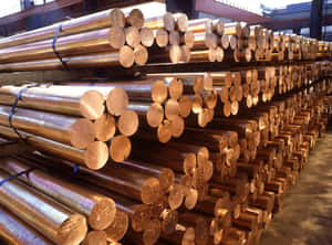 Copper Rods Stockpile Warehouse Wallpaper