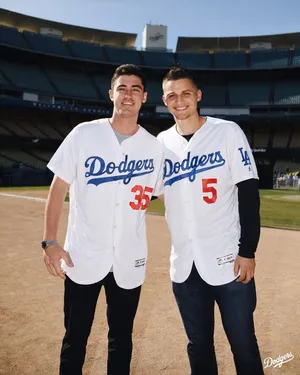 Corey Seager And Cody Bellinger Posing Together Wallpaper