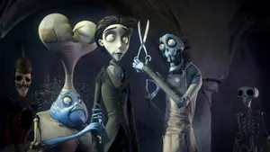 Corpse Bride Skeleton With Big Scissors Wallpaper