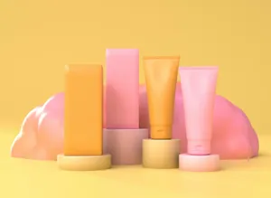 Cosmetic Tubes Mockup Pastel Backdrop Wallpaper