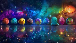 Cosmic Emojis Gathering Wallpaper