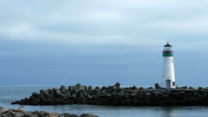 Country Rock Beach Lighthouse Wallpaper