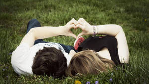 Couple In Garden Romantic Love Wallpaper