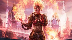 Courageous Fire Girl In Action Wallpaper