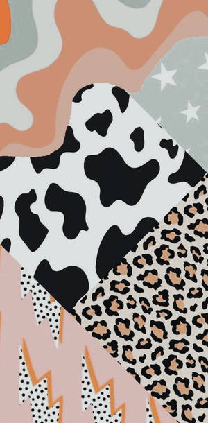 Cow Print Pattern Collage Wallpaper