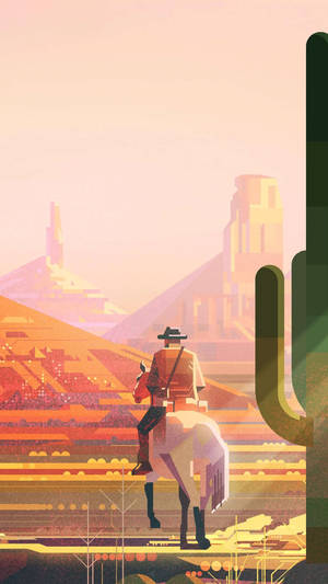 Cowboy Illustration Iphone Wallpaper