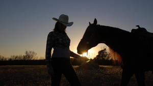 Cowgirl And Horse Silhouette Wallpaper