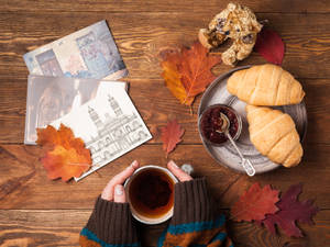 Cozy Autumn Croissants Wallpaper