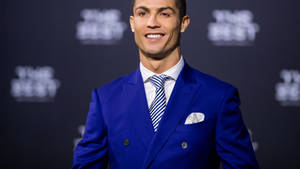 Cr7 Hd In Blue Suit Wallpaper