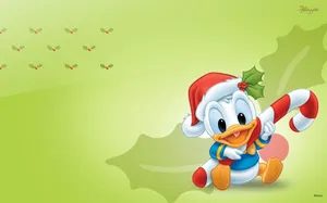 Crazy Cartoon Baby Donald Duck Christmas Wallpaper