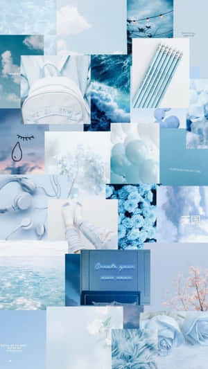 Create Your Colorful Aesthetic With Blue Collage Wallpaper
