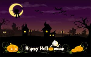 Creepy Animated Pumpkin Ghost For Halloween Wallpaper