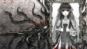 Creepy Anime Gothic Girl Monochrome Portrait Wallpaper