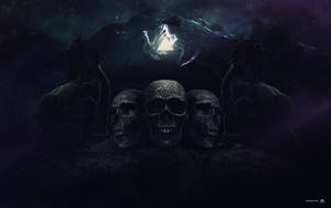 Creepy Gangster Skull Triad Wallpaper