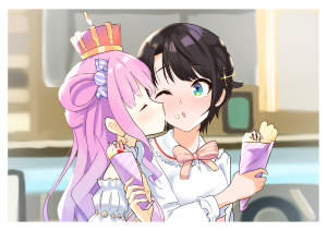 Crepe Girls Kissing Wallpaper