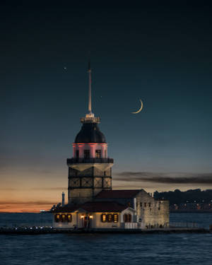 Crescent Moon Above Maiden's Tower Wallpaper