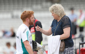 Cricketer Jonny Bairstow Sharing A Sweet Moment With His Mother Wallpaper