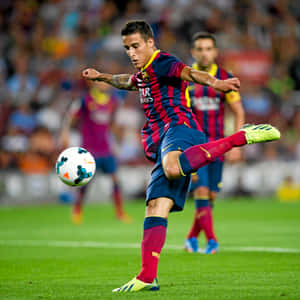 Cristian Tello F C Barcelona Action Shot Wallpaper