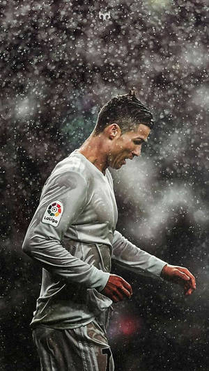 Cristiano Ronaldo Getting Soaked In The Rain Wallpaper