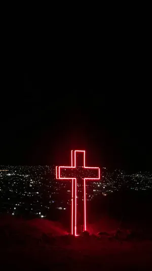 Cross Of Neon Lights Wallpaper