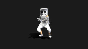 Crouching Fortnite Black Marshmello Wallpaper