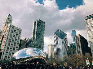 Crowds At The Bean Chicago Wallpaper