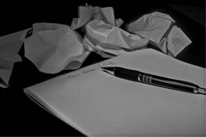 Crumpled Paper Pad And Pen Wallpaper