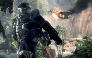 Crysis Remastered Shot Helicopter Burning Wallpaper