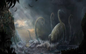 Cthulhu Lurks Beneath The Waves Wallpaper