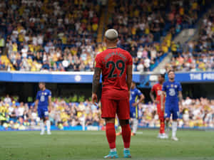Cucho Hernandez Donning The Red Watford Fc Jersey Wallpaper