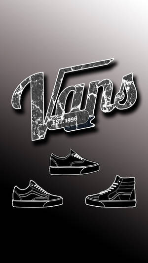 Cursive Greyscale Vans Logo Wallpaper