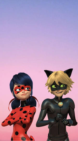 Cute 3d Ladybug And Cat Noir Wallpaper