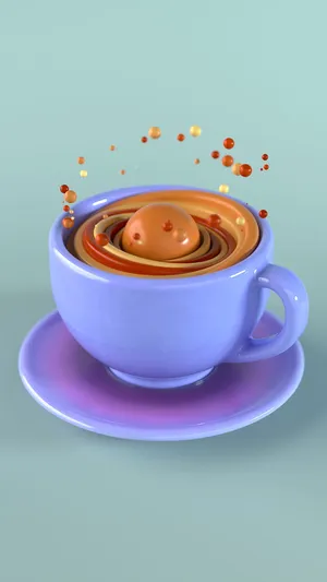 Cute 3d Phone Lavender Cup Wallpaper