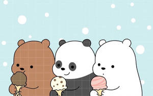 Cute Aesthetic Bears Eating Ice Cream For Computer Wallpaper